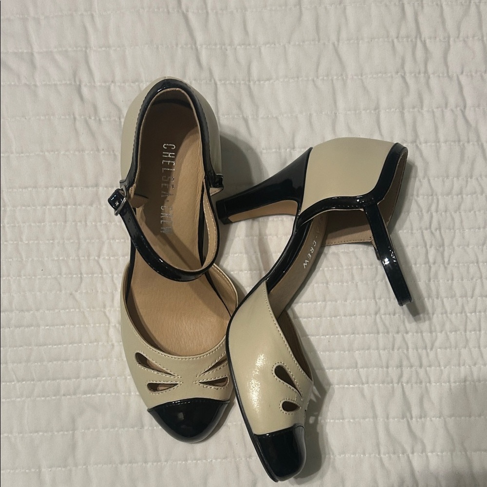Chelsea Crew Black and Cream Heels - Picture 2 of 3